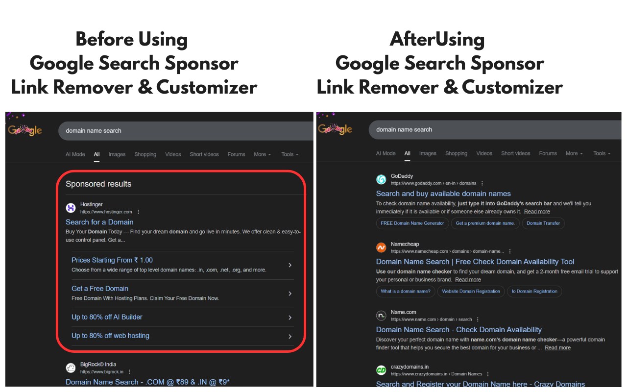 Google Search Sponsorlink Remover And Customizer