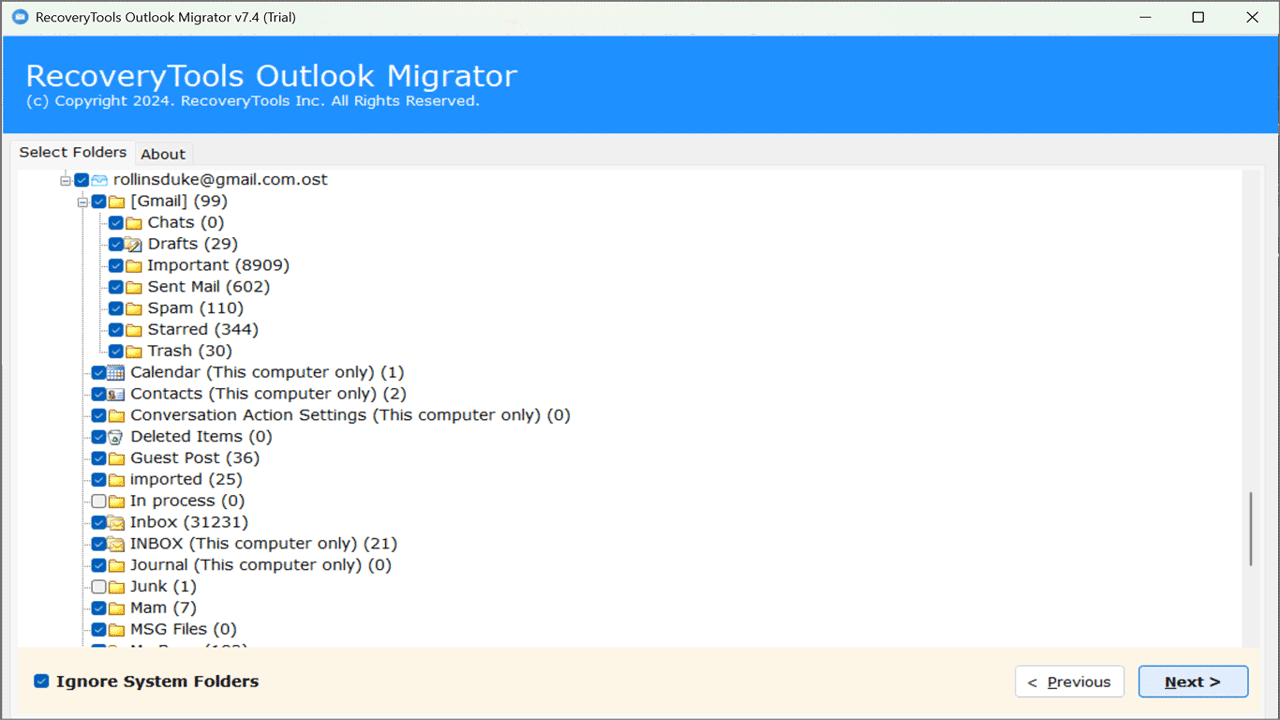 Snapshot 3 of RecoveryTools for PST to CSV Converter Tool