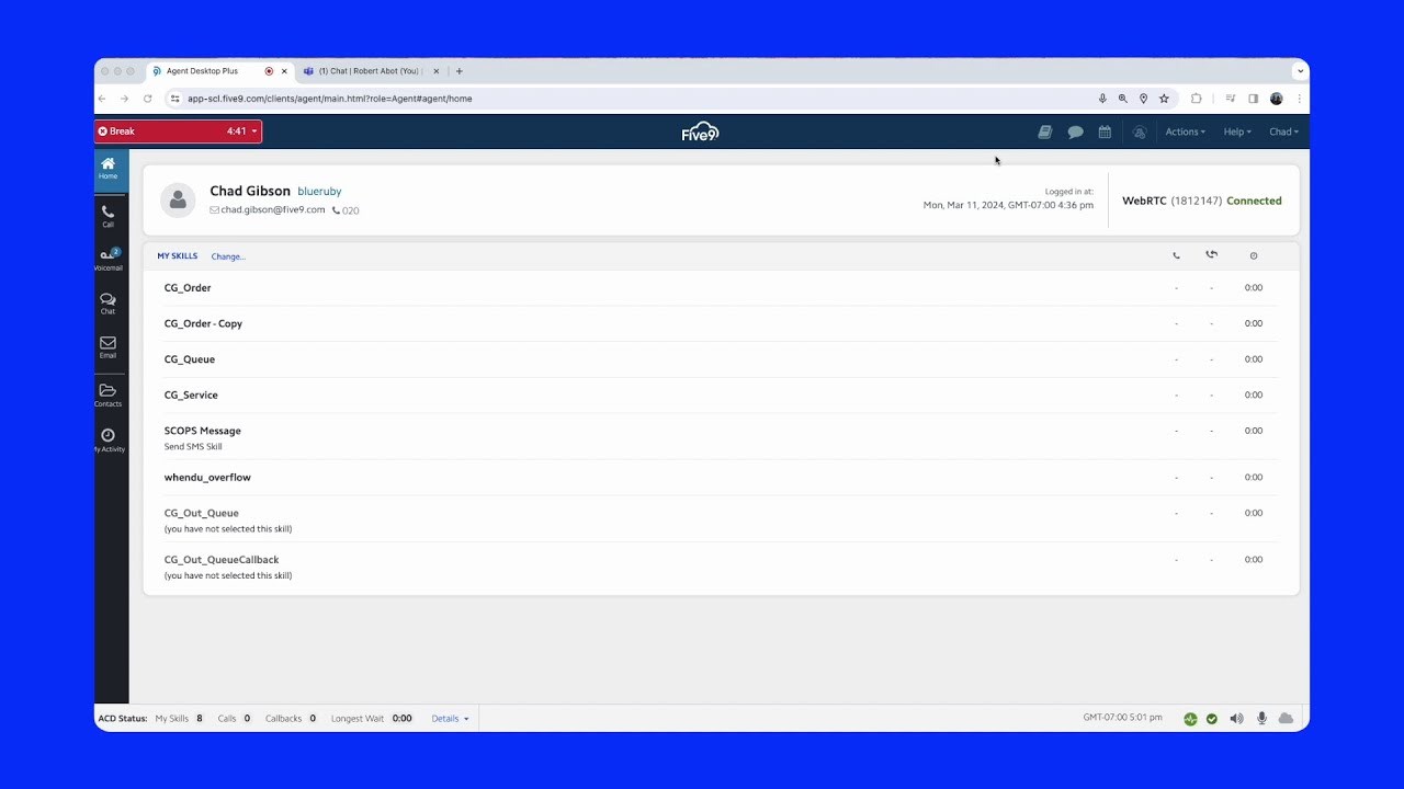 Snapshot 2 of Five9 UC Integration with Microsoft Teams
