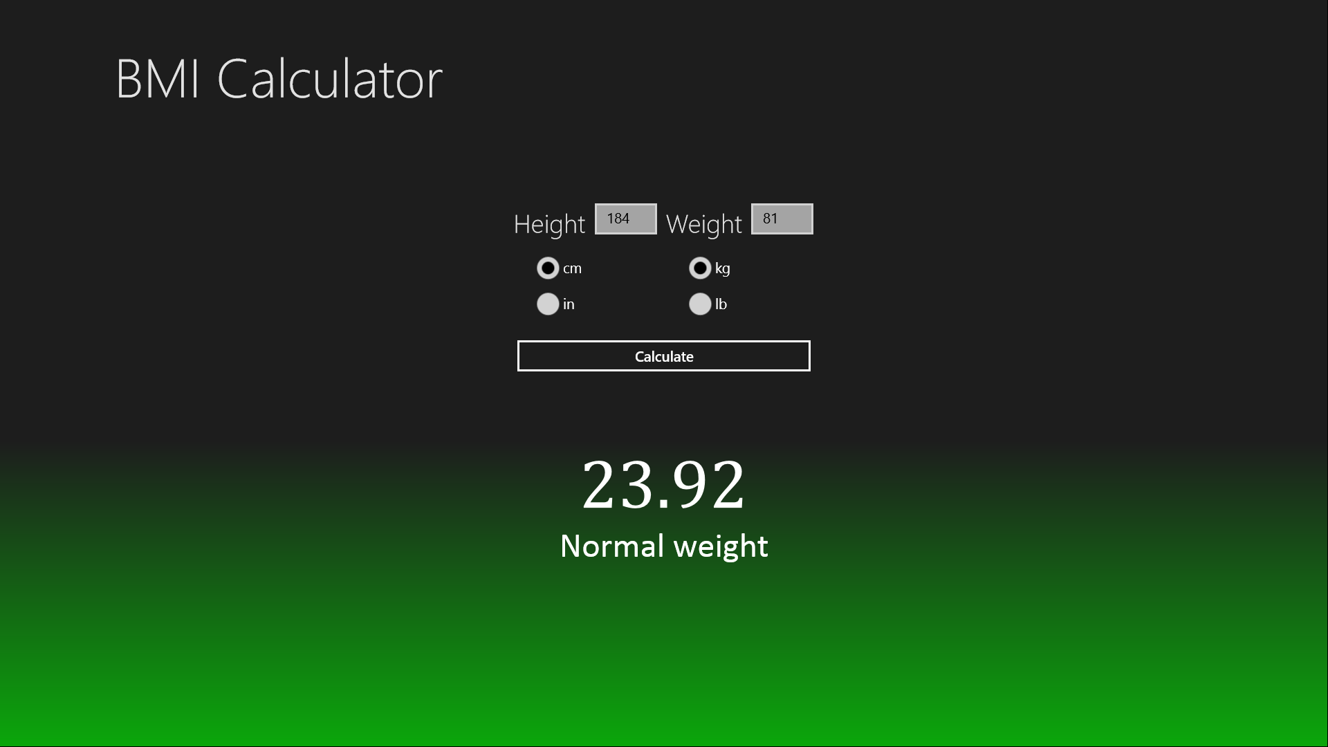 Normal weight BMI.