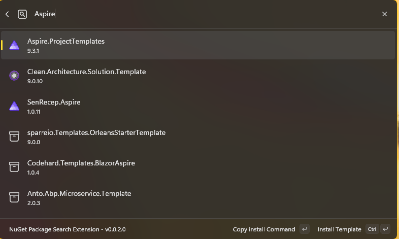 NuGet Package Search for Command Palette screenshot