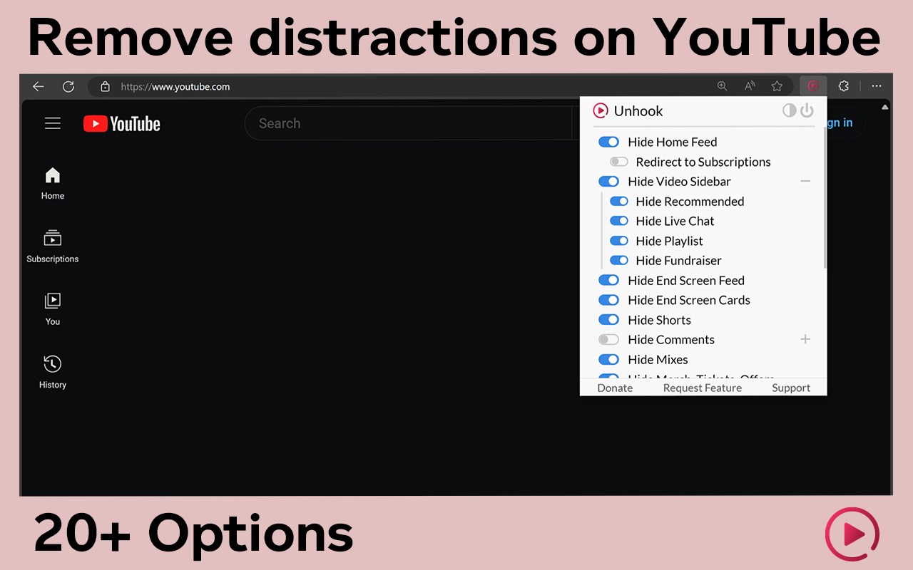 Unhook - Remove YouTube Recommended & Shorts