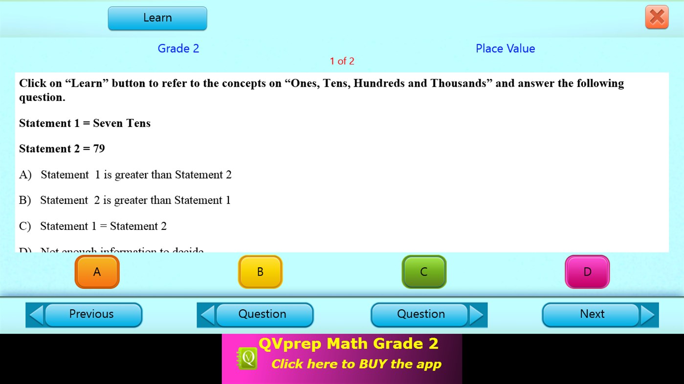 #3. QVprep Lite Learn Math Grade 2 (Windows) 게시자: PJP Consulting LLC