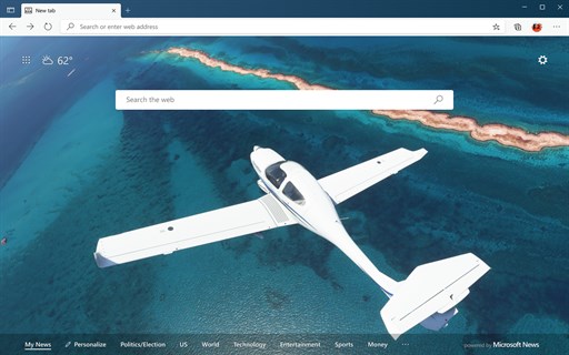 Microsoft Flight Simulator Ocean Flight Chrome Theme