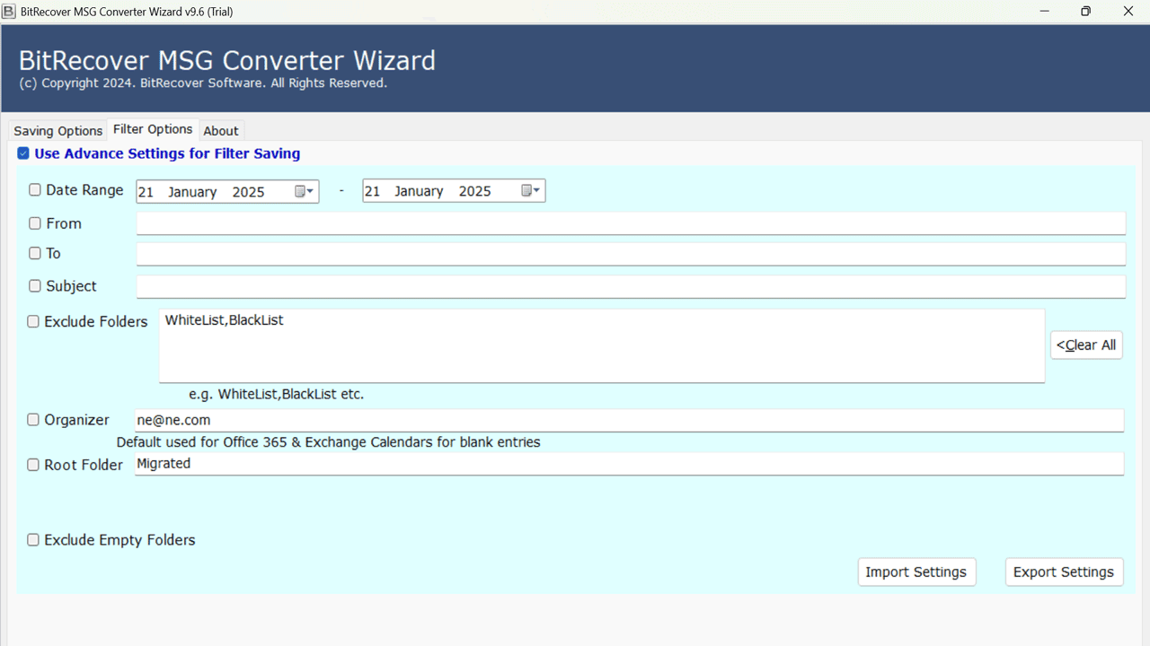 Snapshot 6 of BitRecover for MSG to vCard Converter