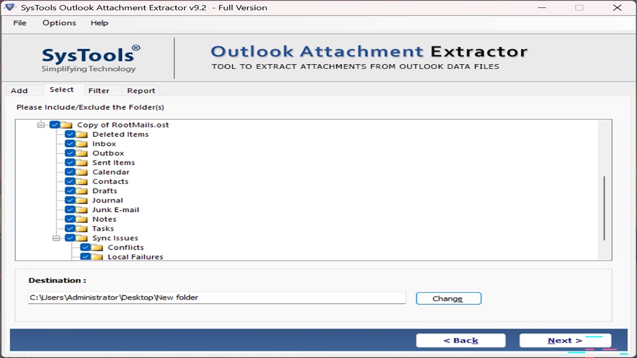 Snapshot 4 of SysTools For Outlook Attachment Extractor
