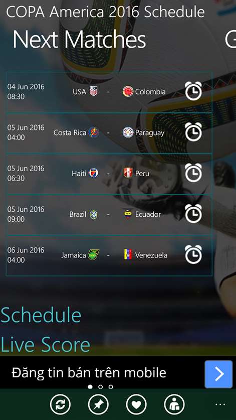 COPA America 2016 Schedule & Result Screenshots 1