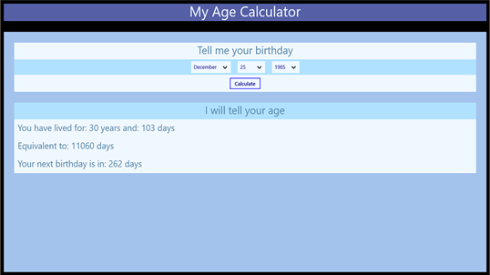 Age in days calculator screenshot 3