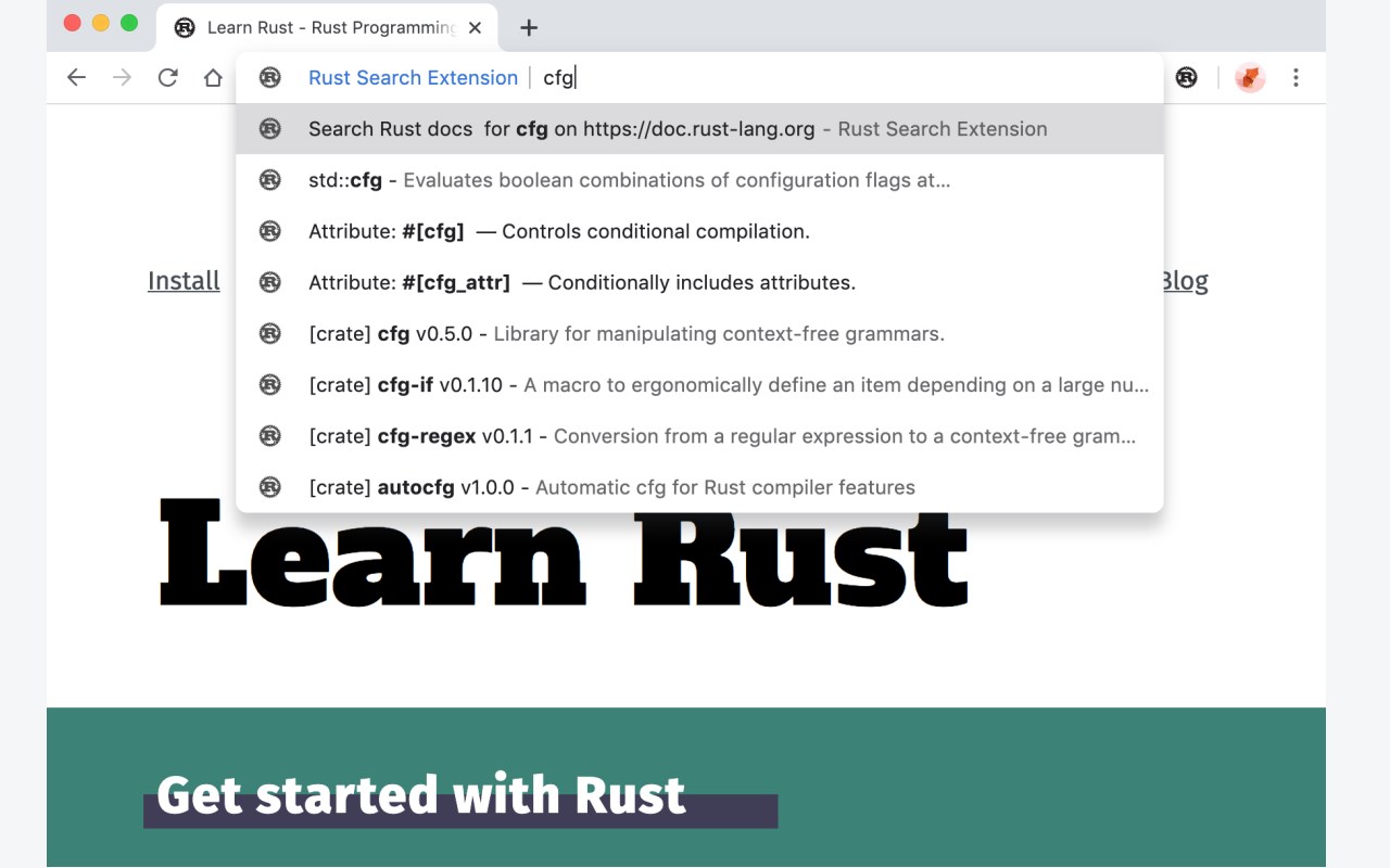 Rust Search Extension