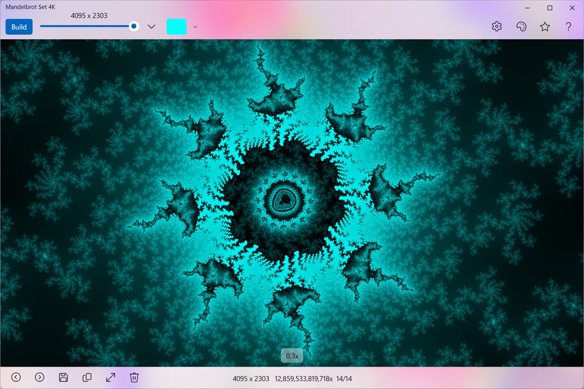 #1. Mandelbrot Set 4K (Windows) Por: Alexander Komarov