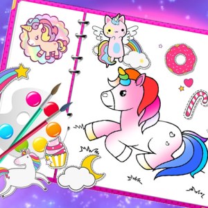 Fabulous Cute Unicorn Coloring Book Game