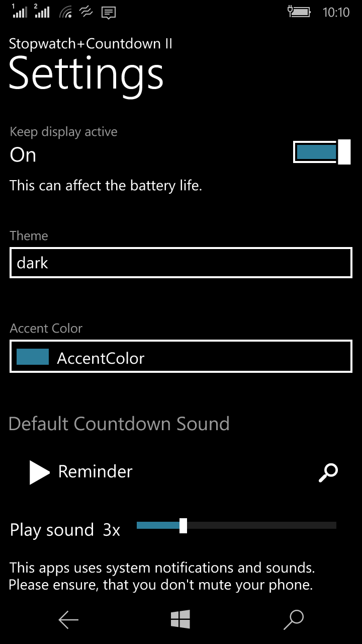 Stopwatch+Countdown for Windows 10 Mobile