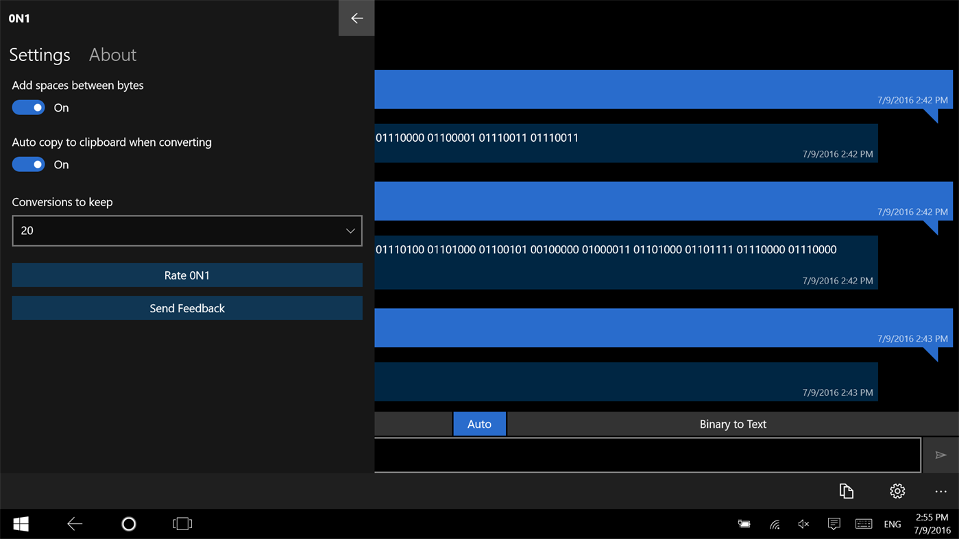 #4. 0N1: Binary Converter (Windows) 由: Sinime