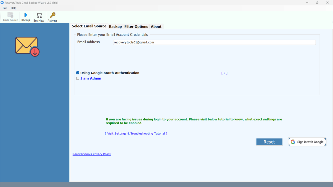 Snapshot 3 of RecoveryTools Gmail to Outlook Migration Tool