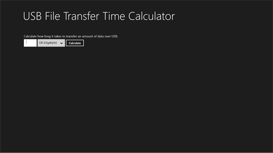 USB File Transfer Time Calculator screenshot 1