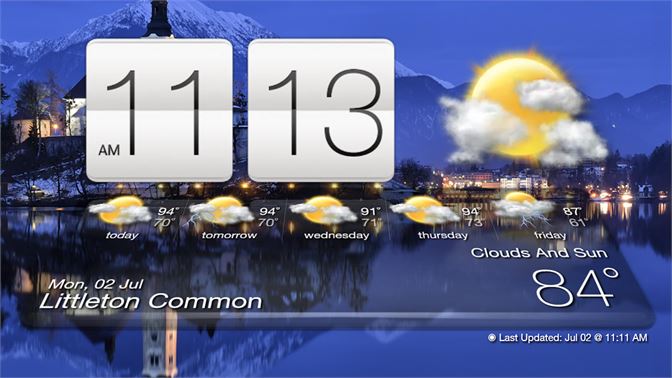 time and weather display on desktop
