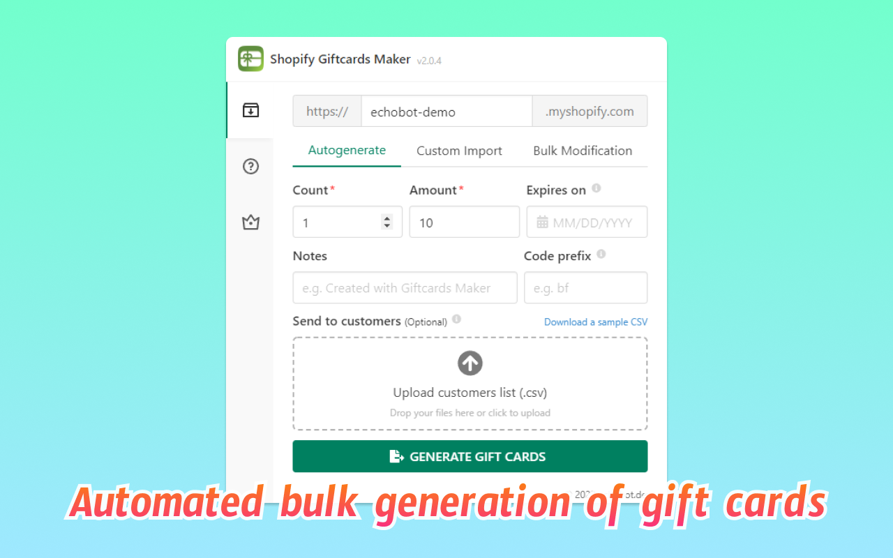 Shopify Giftcards Maker