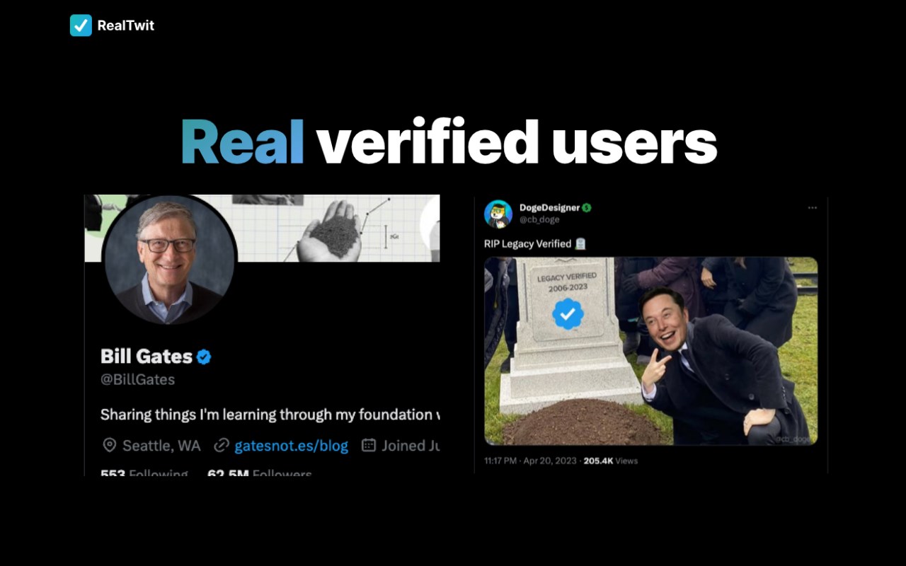 RealTwit - See Real Twitter Blue Checkmarks