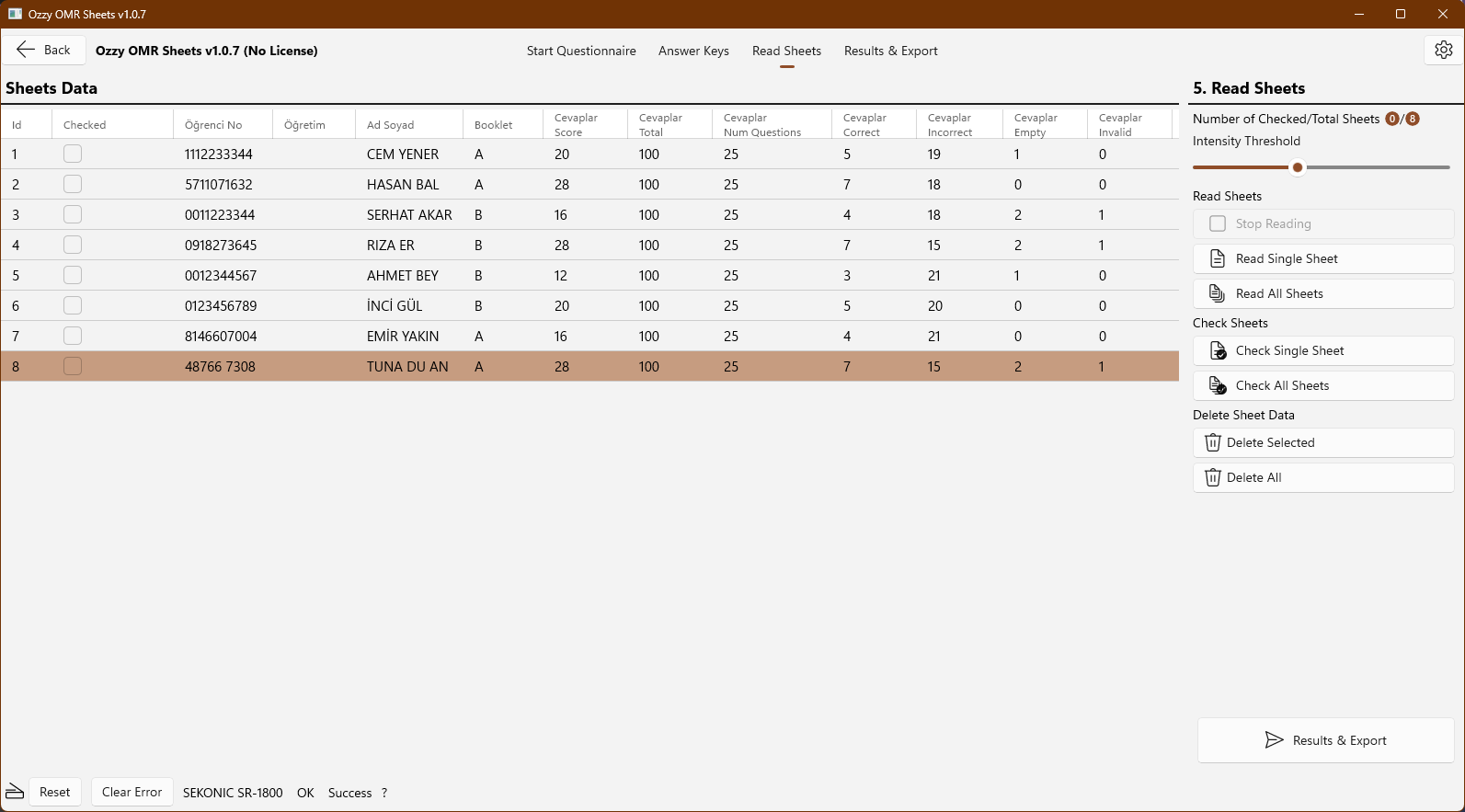 Ozzy OMR Sheets screenshot