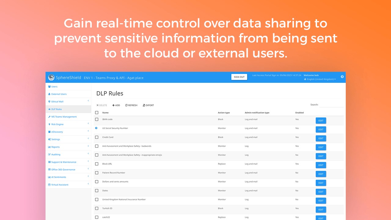 Snapshot 3 of Inline Data Loss Prevention for Microsoft Teams