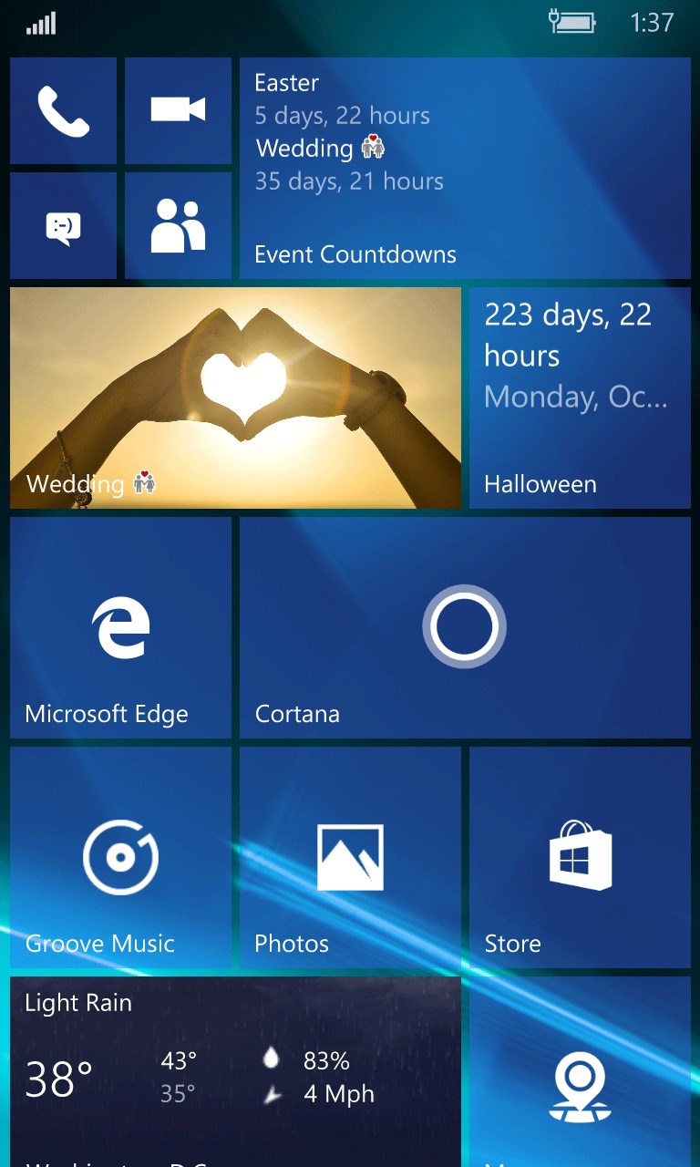 Event Countdowns for Windows 10 Mobile