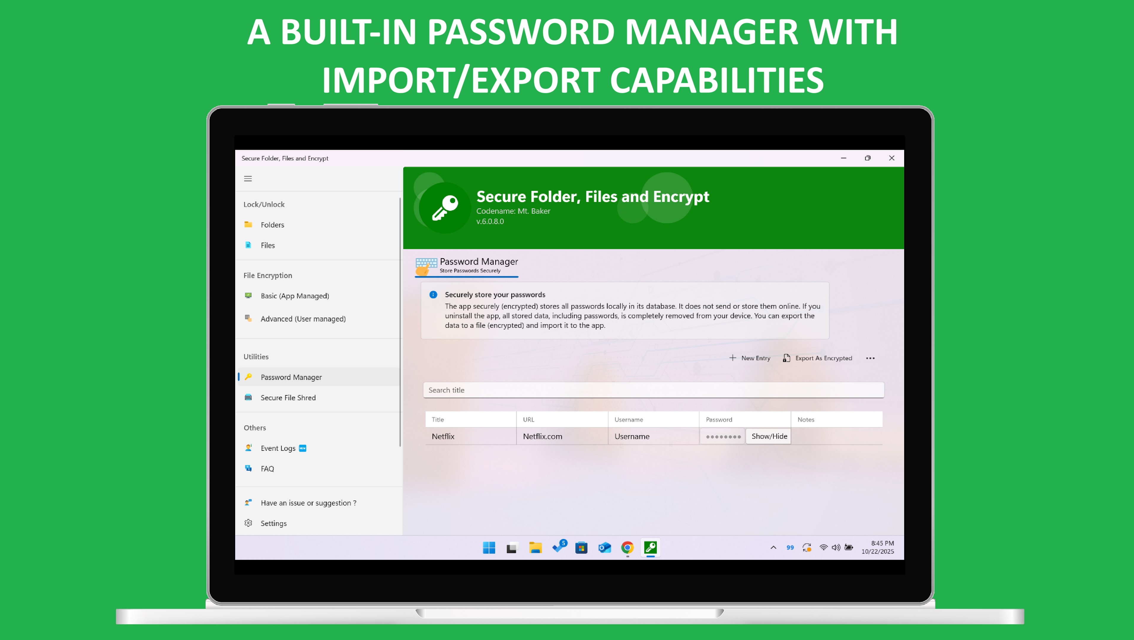 Secure Folder, Files and Encrypt screenshot