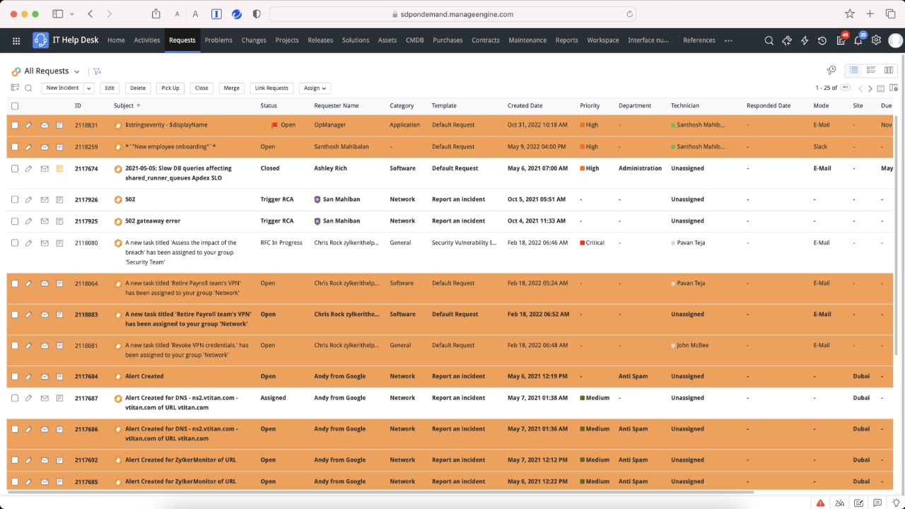 Snapshot 1 of ServiceDesk Plus Cloud