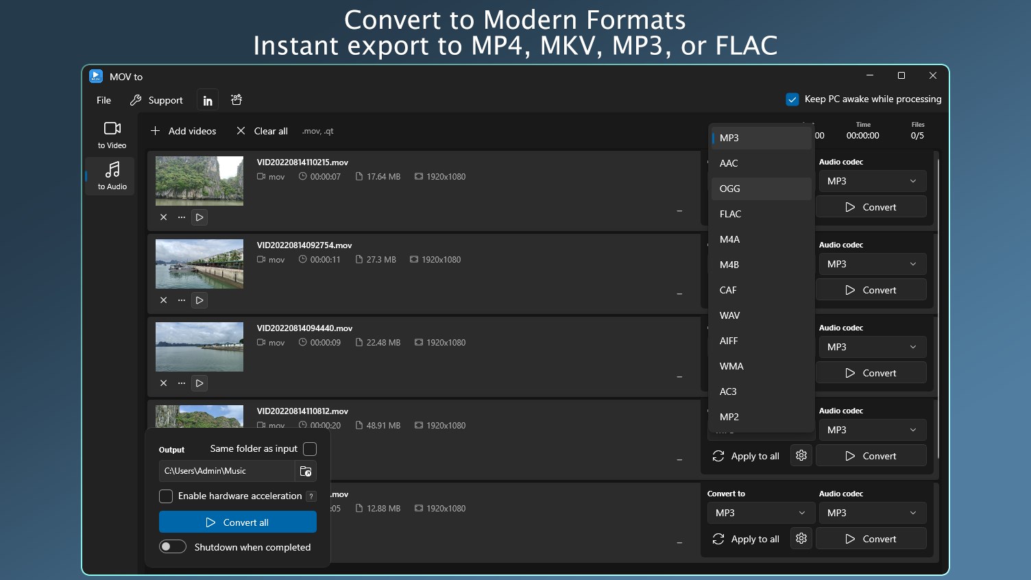 MOV to MP4 Converter - HEVC & ProRes Studio screenshot