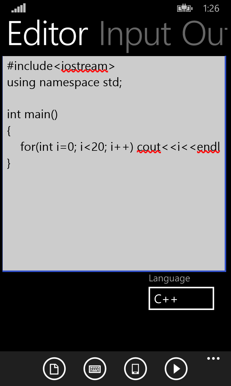 Code Compiler for Windows 10 Mobile