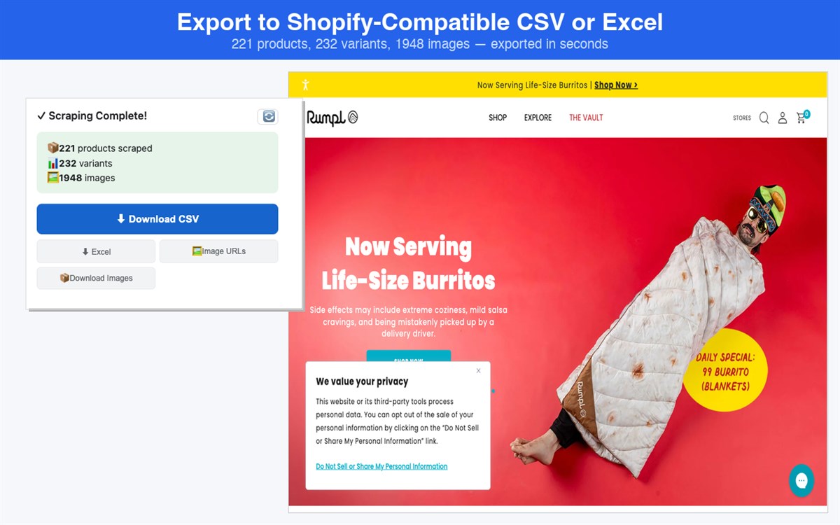 Shopify Store Scraper - Export Products to CSV