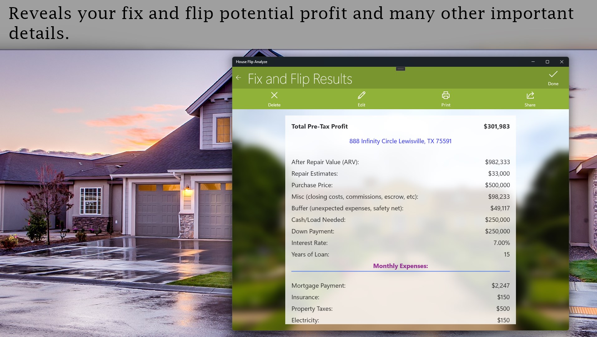 House Flip Analyze — скачайте и установите в Windows | Microsoft Store