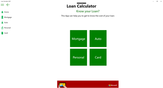 Loan Calculator UWP screenshot 1
