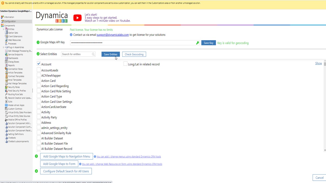 Snapshot 2 of Dynamica Google Maps Integration