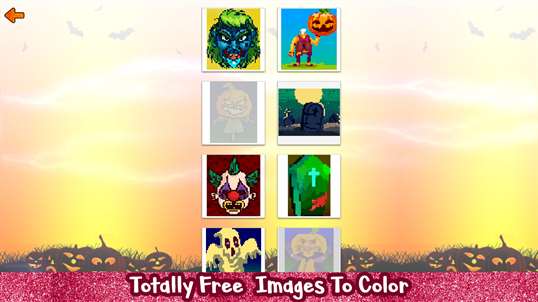 Halloween Glitter Pixel Art - Color by Number screenshot 2