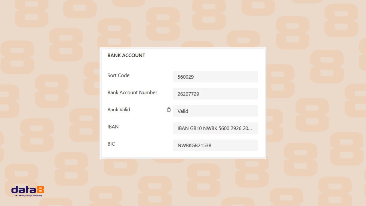 Snapshot 2 of Data8 Bank Account Validation (UK and Ireland)