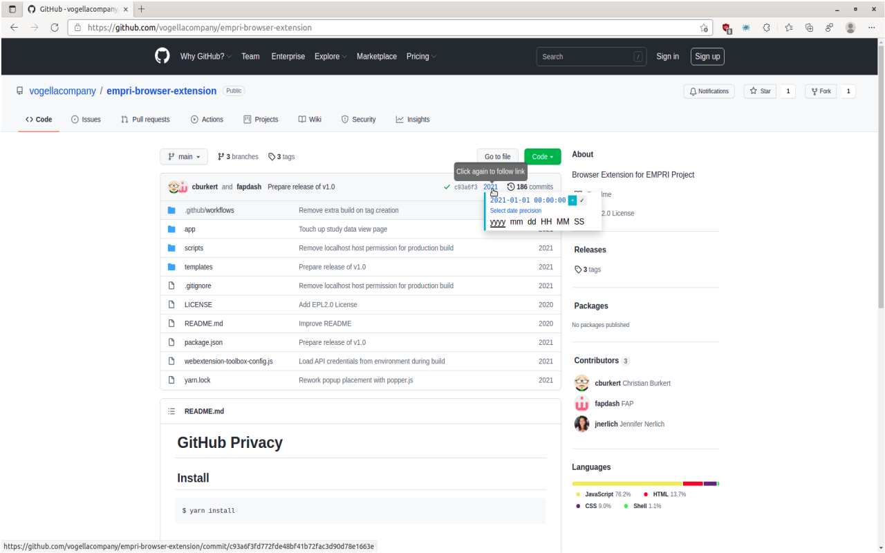 GitHub Timestamp Privacy