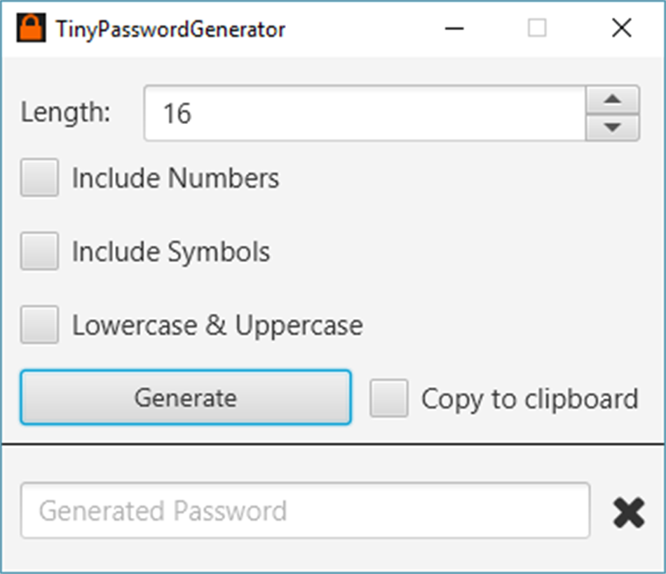 TinyPasswordGenerator (Windows) Podle: Jan Behrens