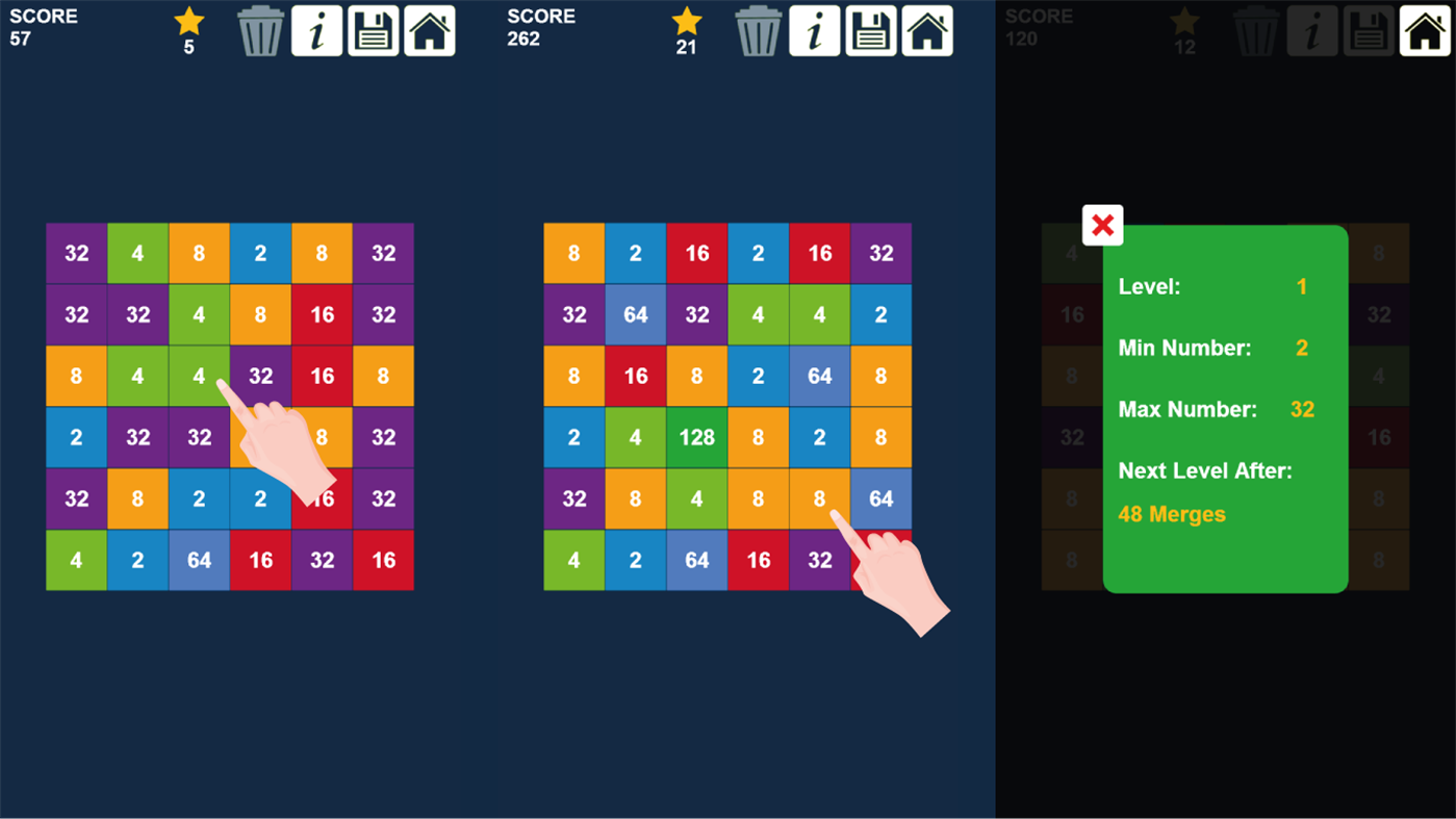 #1. 2048 Tap n Merge Numbers: Match-2 Same Game (Windows) Podle: Amr Hassan