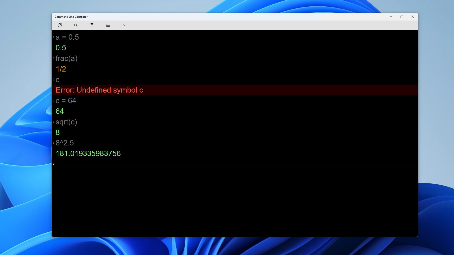 Command Line Calculator Screen Records 2
