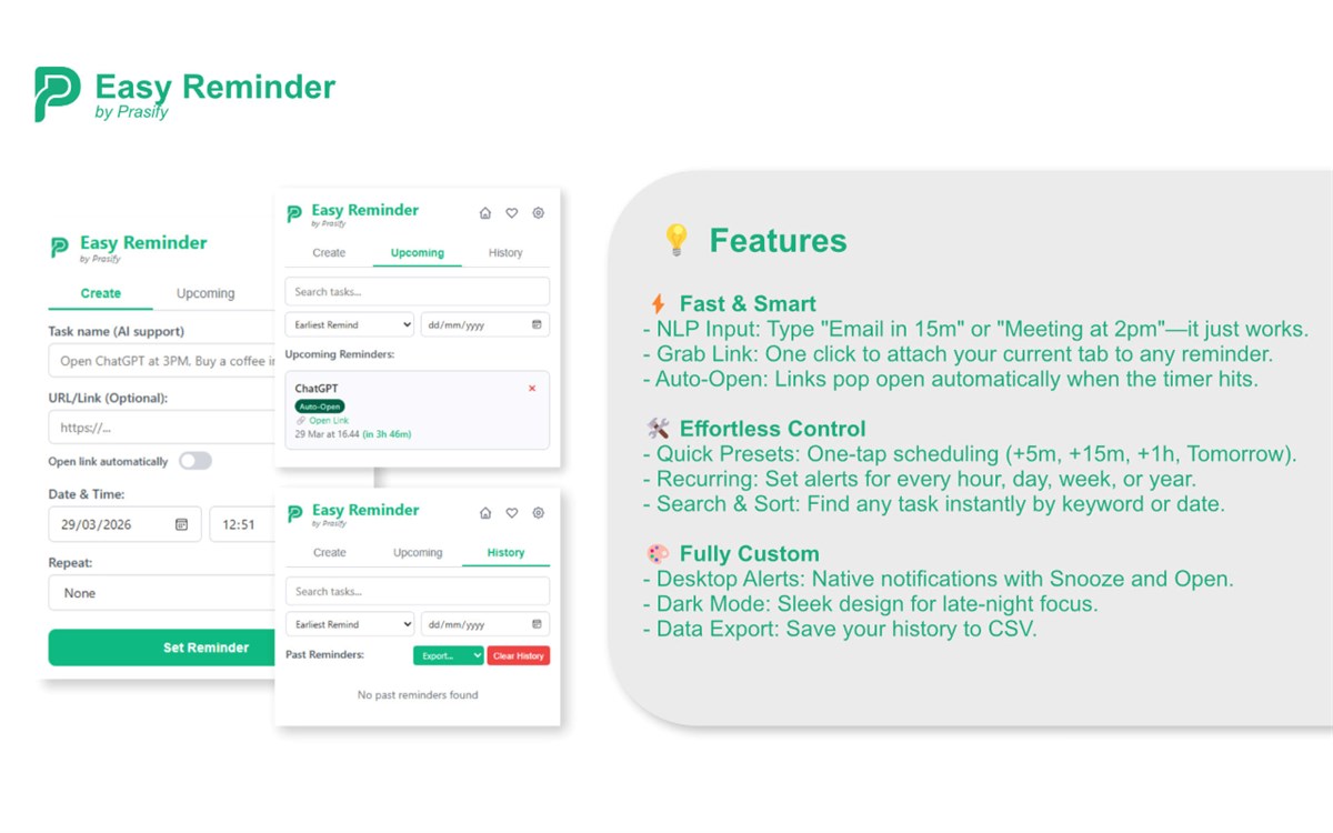 Easy Reminder | AI action and link reminders