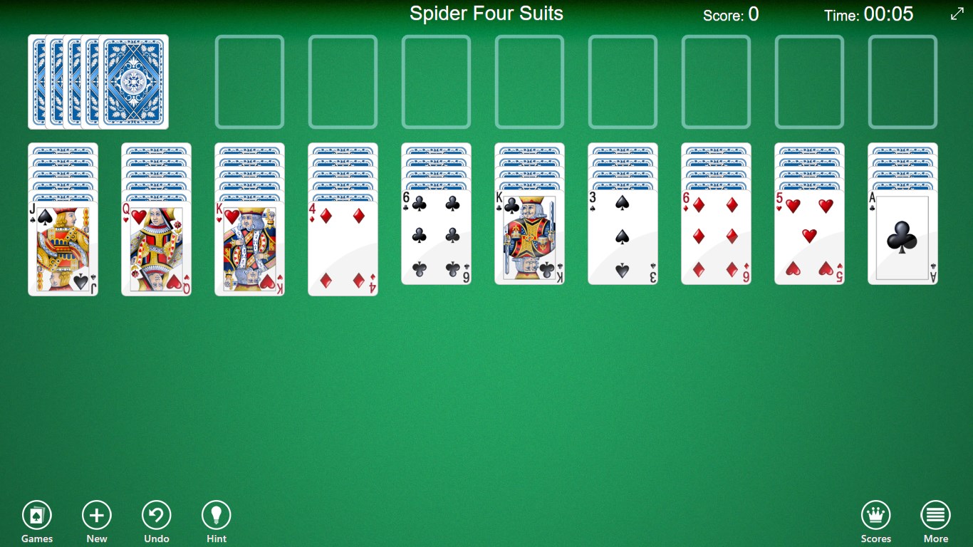 Spider solitaire layout