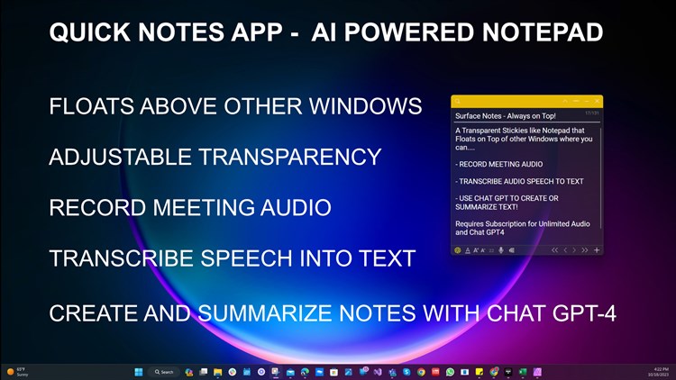 Quick Notes App - AI Powered Notes App - PC - (Windows)