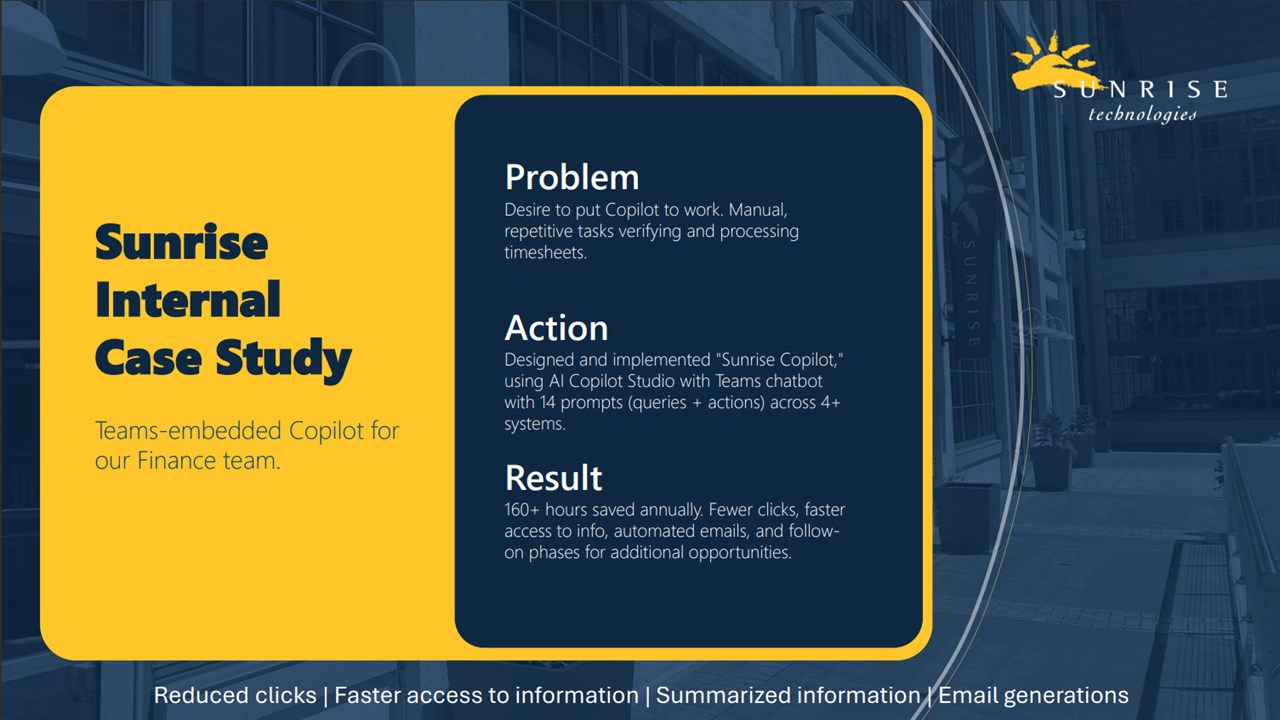 Snapshot 2 of Microsoft Copilot Accelerator by Sunrise