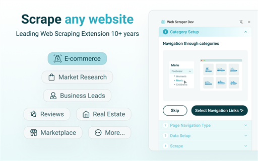 Web Scraper - Free Web Scraping数据、下载与安全检查 | Chrome-Stats