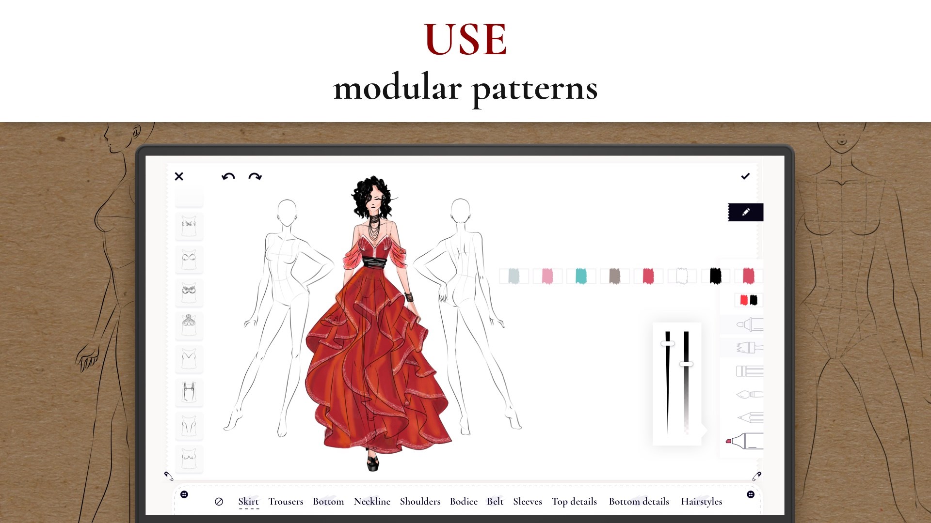 Fashion Fabric Design - Fashionista Sketch