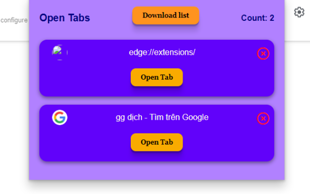 List open tabs