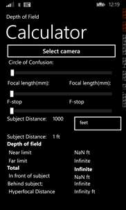 DOF Calculator Pro screenshot 1