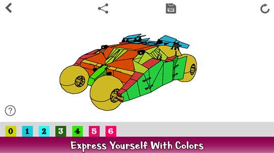 Futuristic Cars Color By Number - Vehicles Coloring Book screenshot 2