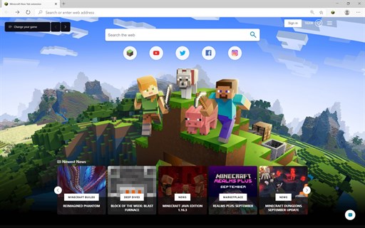 Minecraft New Tab - Custom Themes & Latest News
