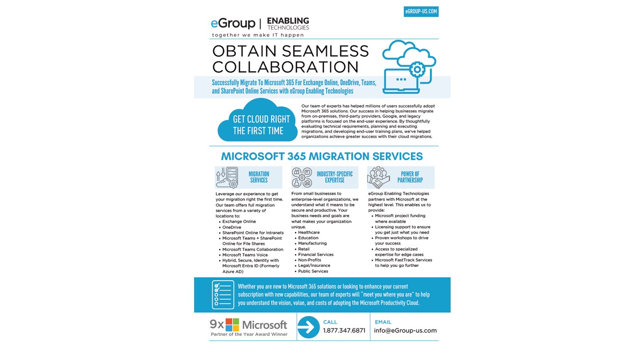 Snapshot 1 of Microsoft 365 Migration for Mergers and Divestitures: 8 Wk Implementation